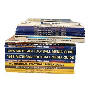 RARE VTG 1983-2000 Lot Of 18 Michigan Wolverine Football Media Guide Memorabilia